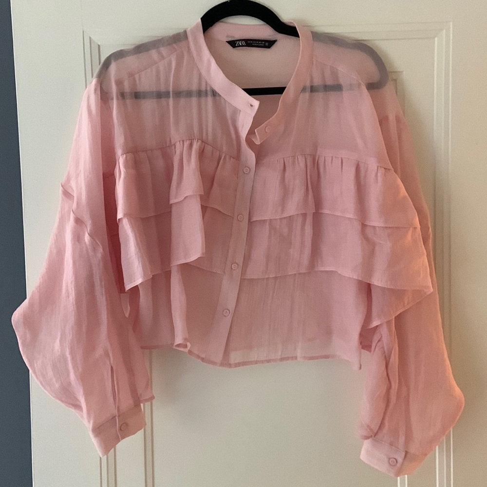 Zara Pink Frilled Blouse